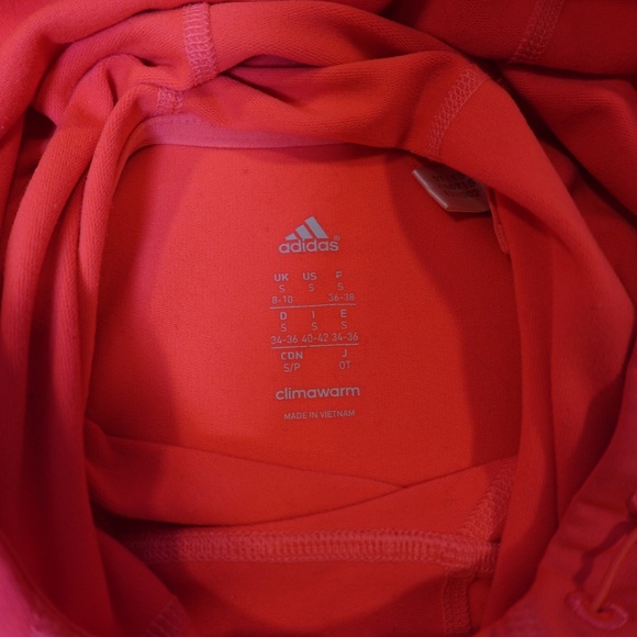 Adidas Women’s ClimaWarm Hoodie Small Coral Pink Long Sleeve Thumbholes - Picture 2 of 6